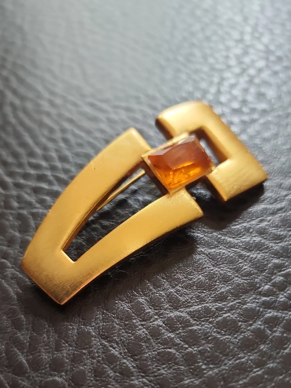 Gold-Tone Anne Klein Brooch with Amber Accent